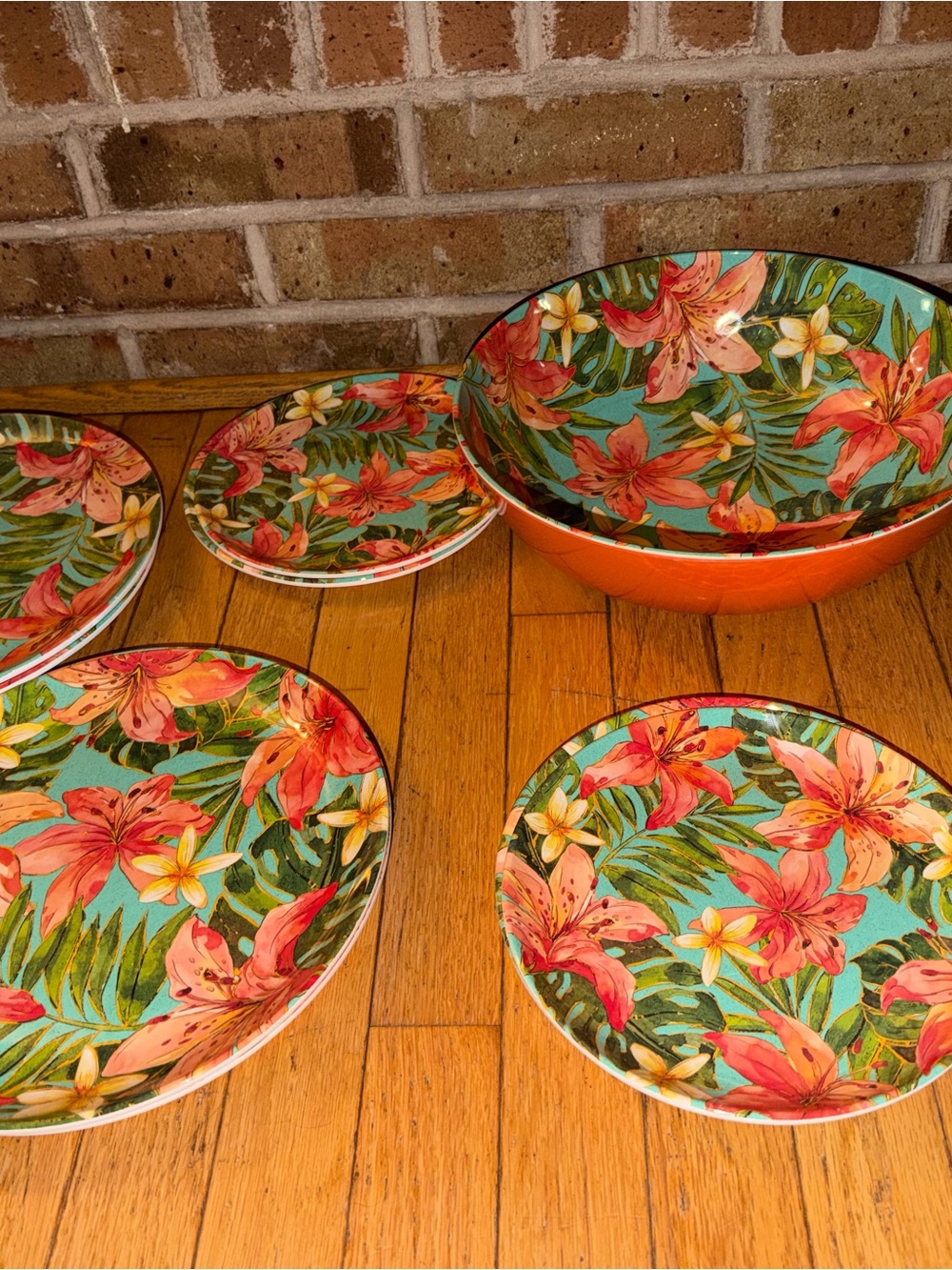 Tommy Bahama Tropical Floral Dinnerware Set in Turquoise and Coral